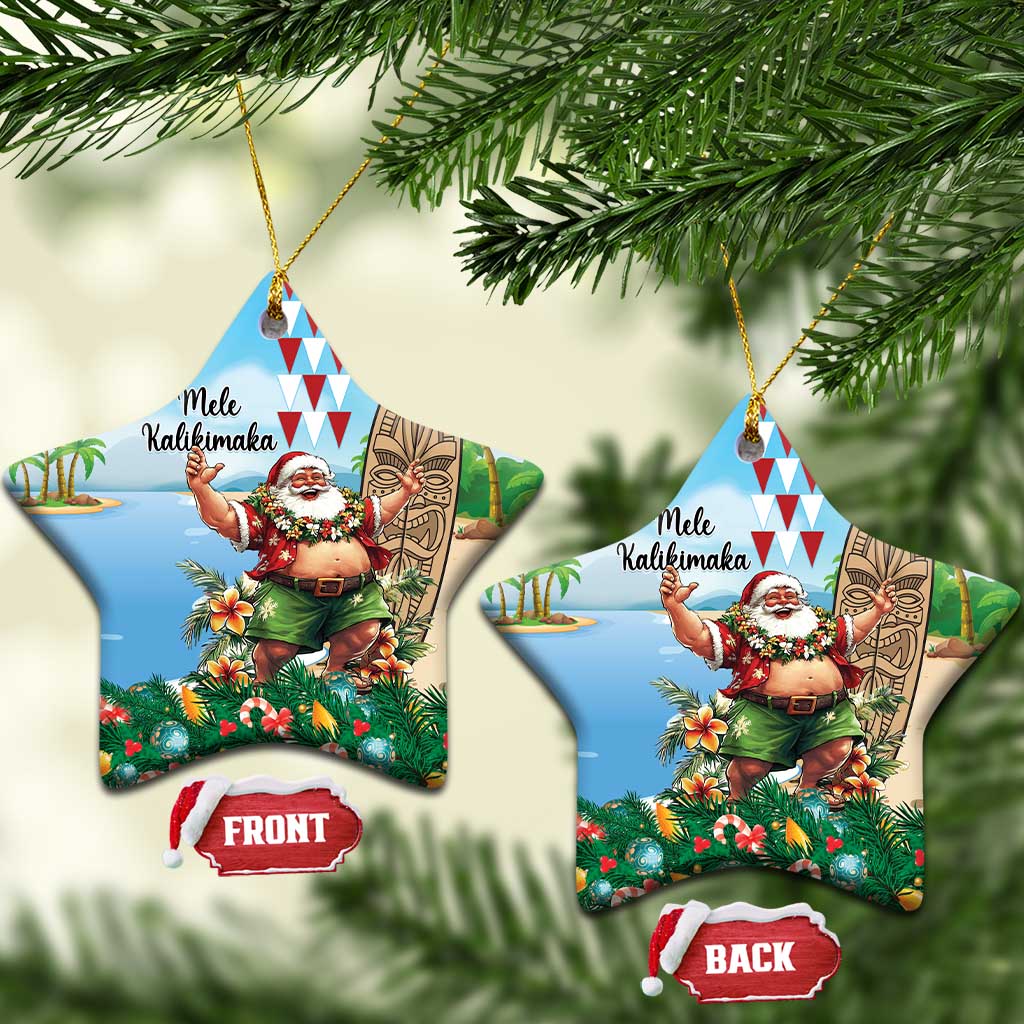 Hawaii Christmas Santa Claus Ceramic Ornament Mele Kalikimaka Tropical Beach LT01
