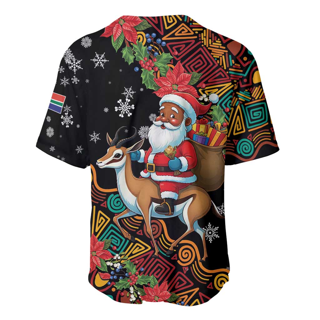 South Africa Gelukkige Kersfees Baseball Jersey Black Santa Claus Riding Springbok LT01