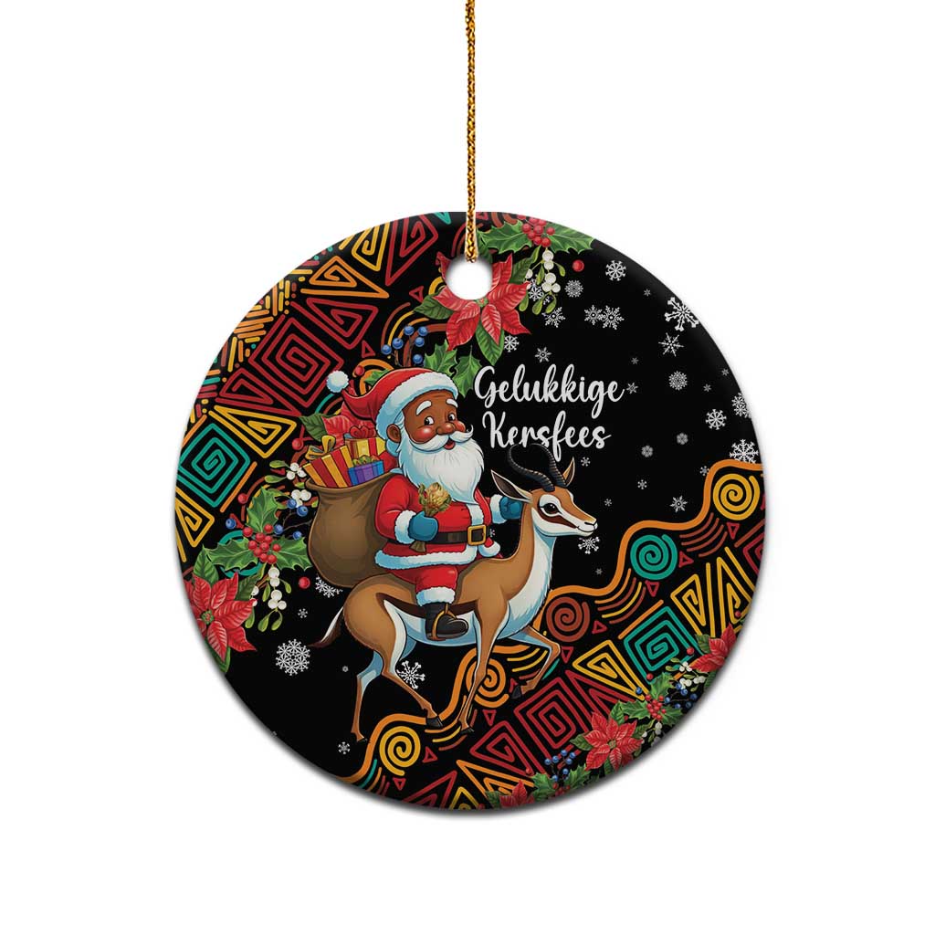 South Africa Christmas Ceramic Ornament Black Santa Claus Riding Springbok LT01