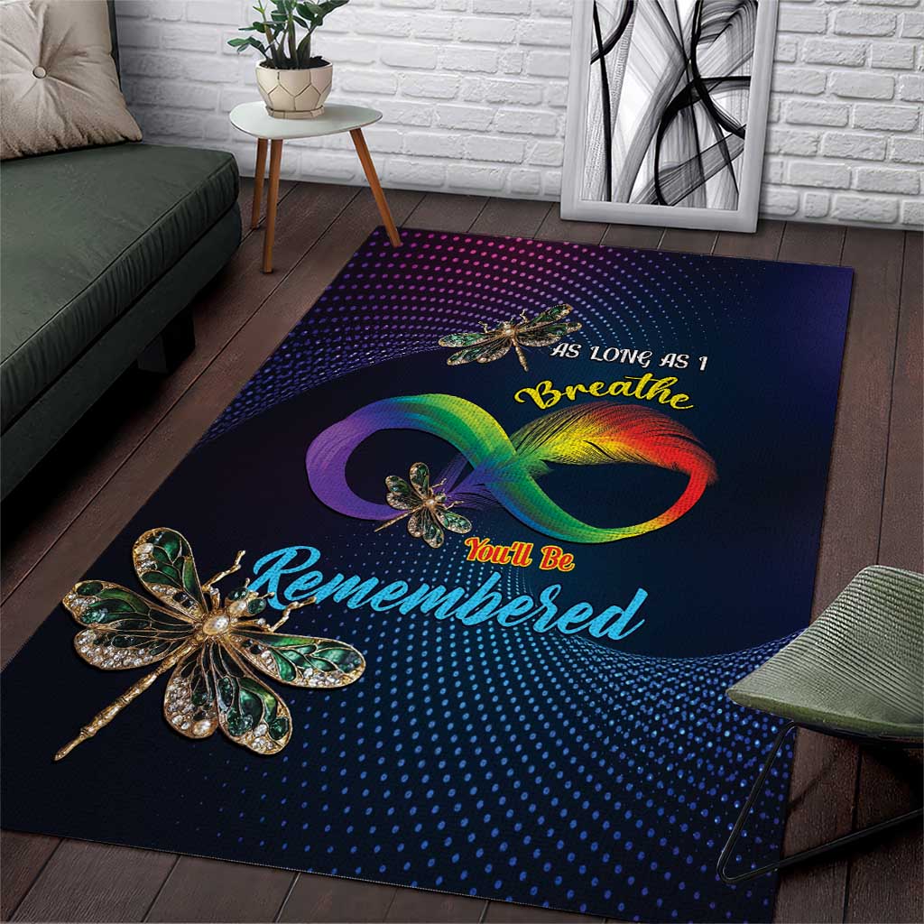 As Long As I Breathe You'll Be Remembered Area Rug Luxury Dragonfly - Feather Infinity LT01