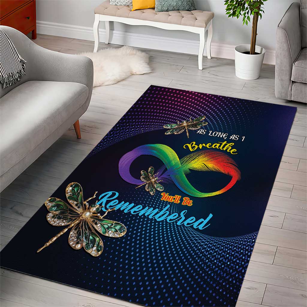 As Long As I Breathe You'll Be Remembered Area Rug Luxury Dragonfly - Feather Infinity LT01