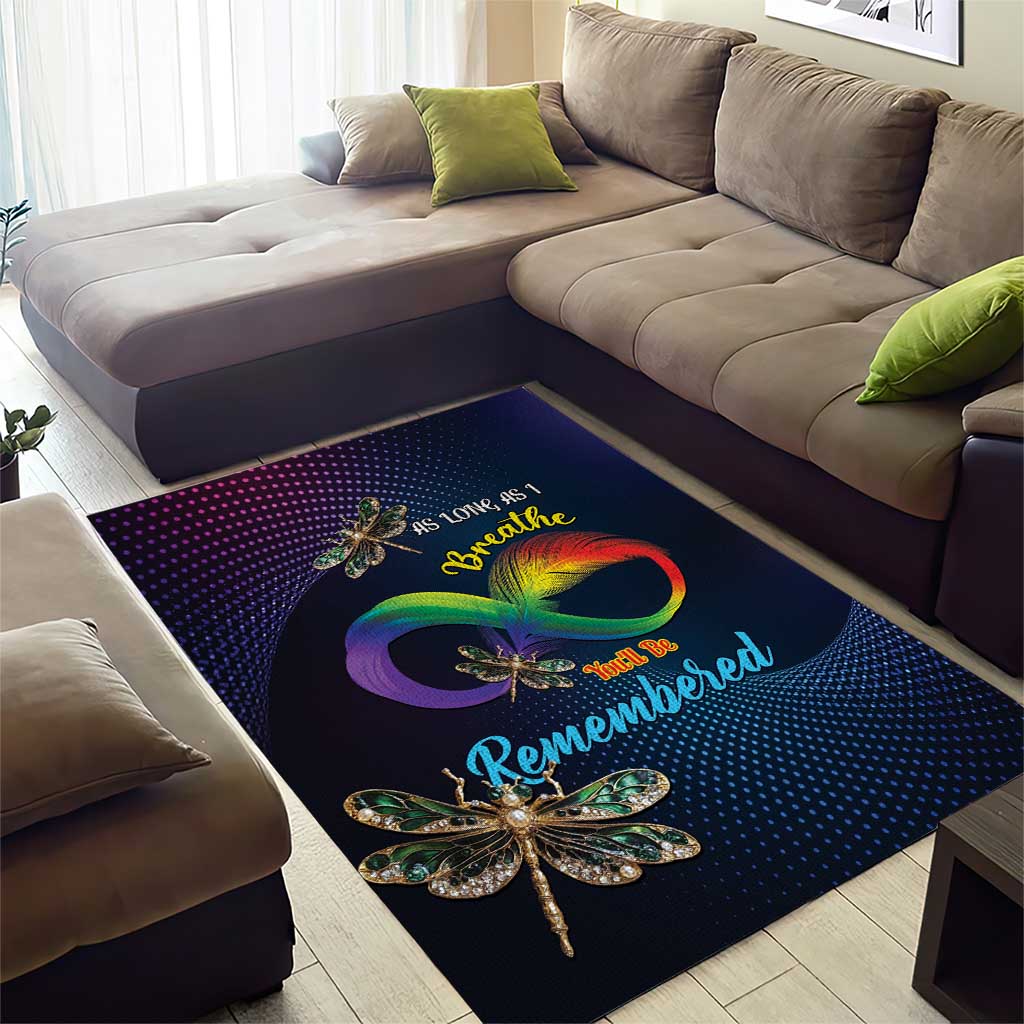 As Long As I Breathe You'll Be Remembered Area Rug Luxury Dragonfly - Feather Infinity LT01