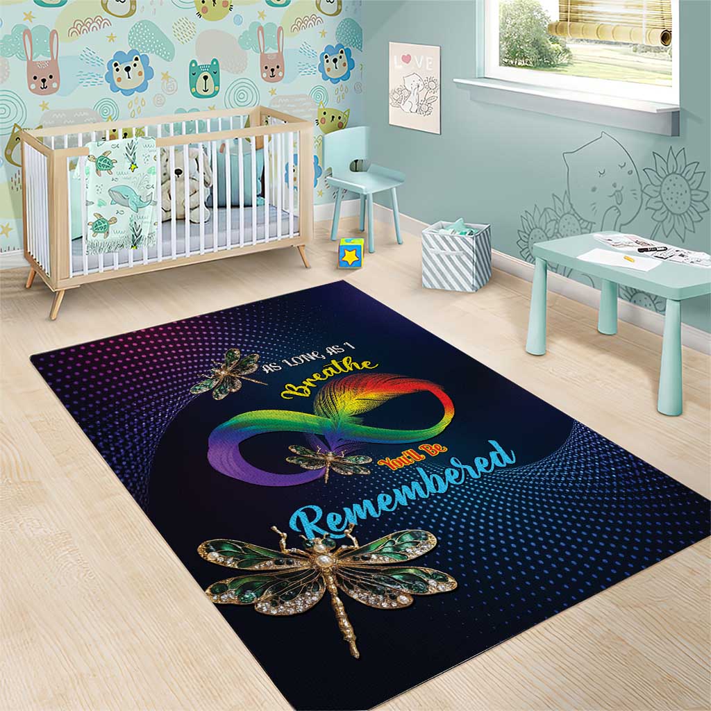 As Long As I Breathe You'll Be Remembered Area Rug Luxury Dragonfly - Feather Infinity LT01
