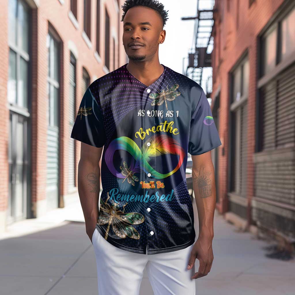 Personalized As Long As I Breathe You'll Be Remembered Baseball Jersey Luxury Dragonfly - Feather Infinity LT01