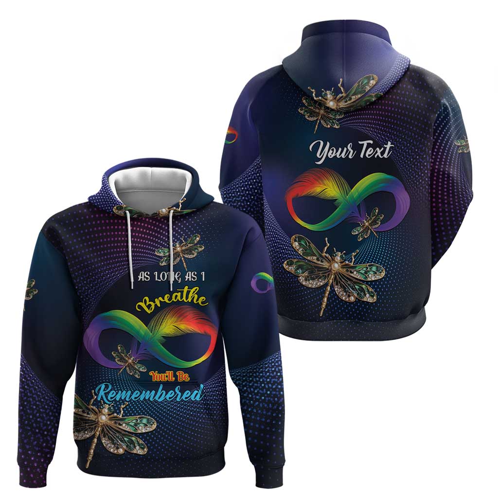 Personalized As Long As I Breathe You'll Be Remembered Hoodie Feather Infinity Luxury Dragonfly LT01