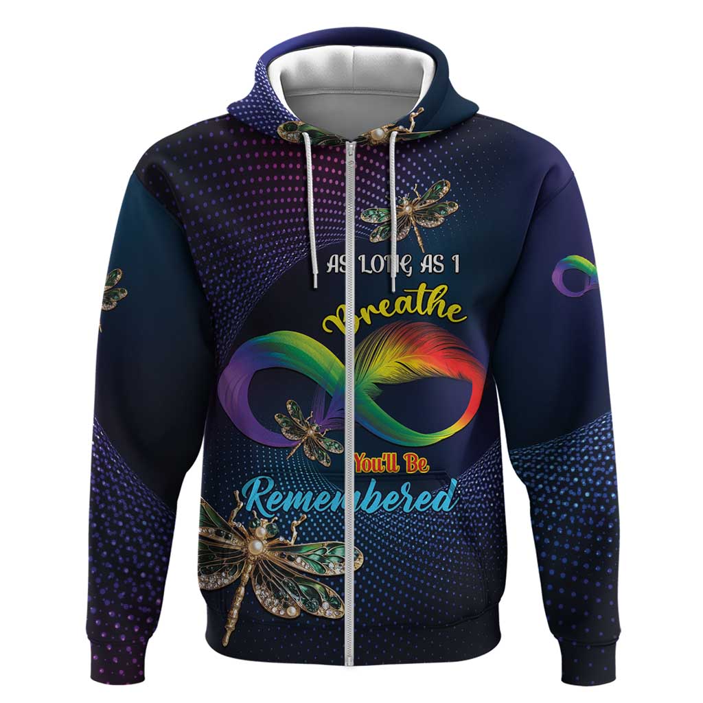 Personalized As Long As I Breathe You'll Be Remembered Hoodie Feather Infinity Luxury Dragonfly LT01