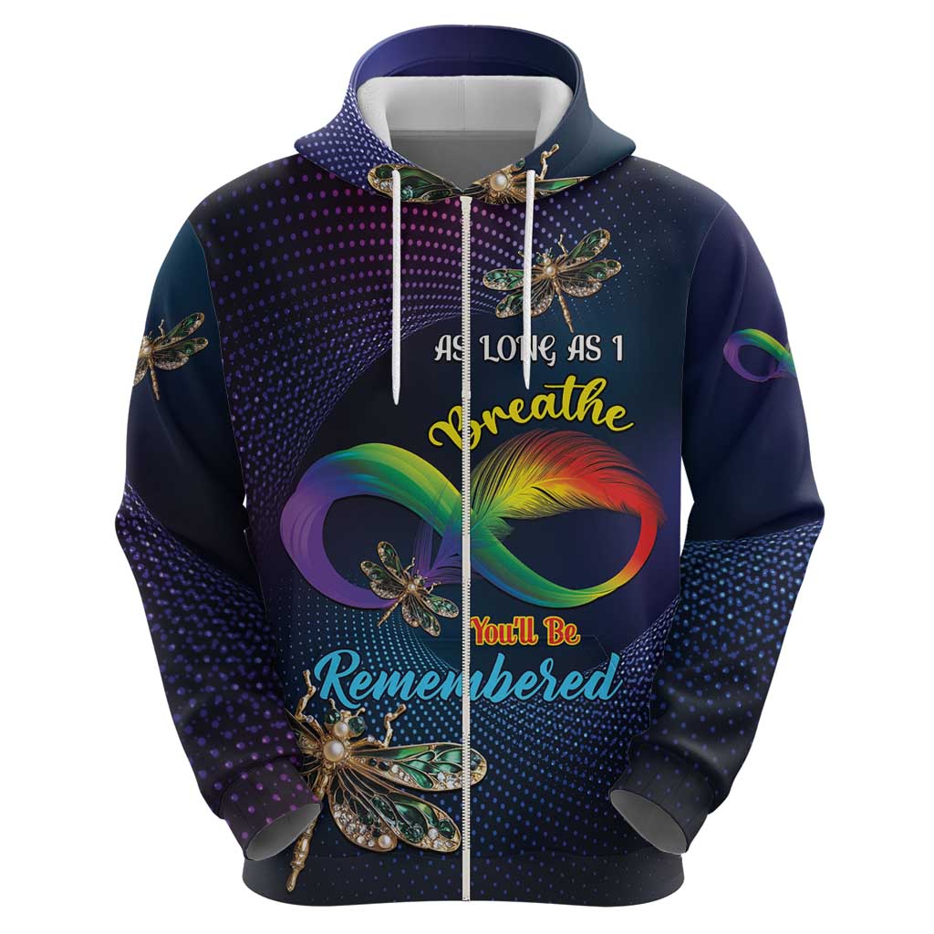 Personalized As Long As I Breathe You'll Be Remembered Hoodie Feather Infinity Luxury Dragonfly LT01