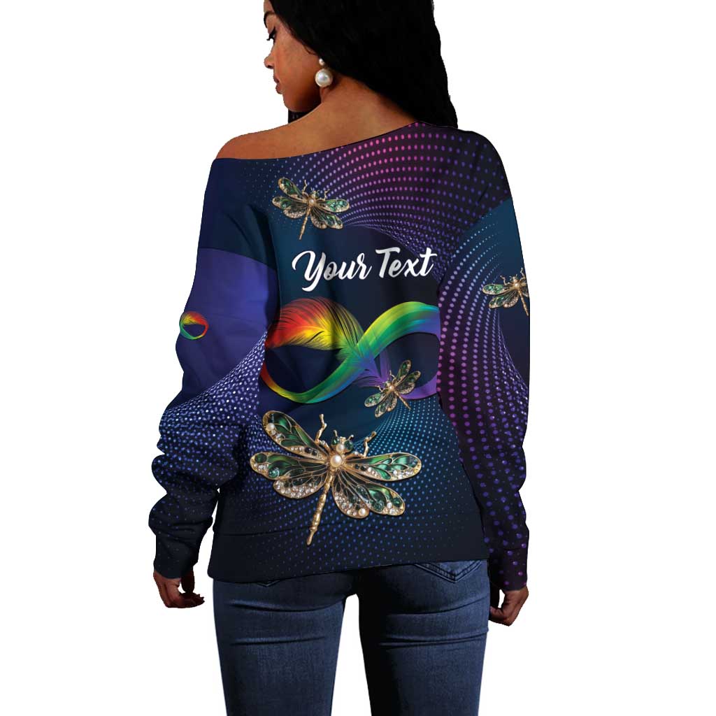 Personalized As Long As I Breathe You'll Be Remembered Off Shoulder Sweater Luxury Dragonfly - Feather Infinity LT01