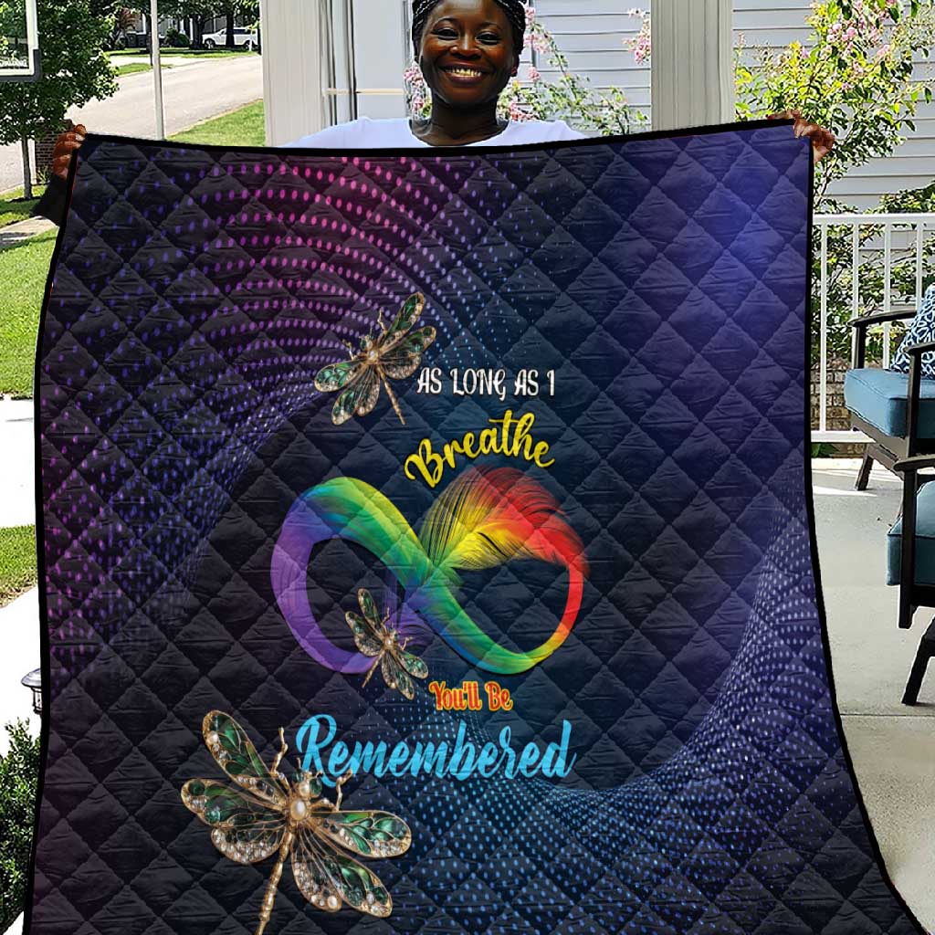 As Long As I Breathe You'll Be Remembered Quilt Luxury Dragonfly - Feather Infinity LT01
