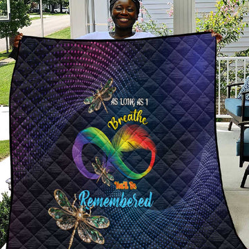 As Long As I Breathe You'll Be Remembered Quilt Luxury Dragonfly - Feather Infinity LT01