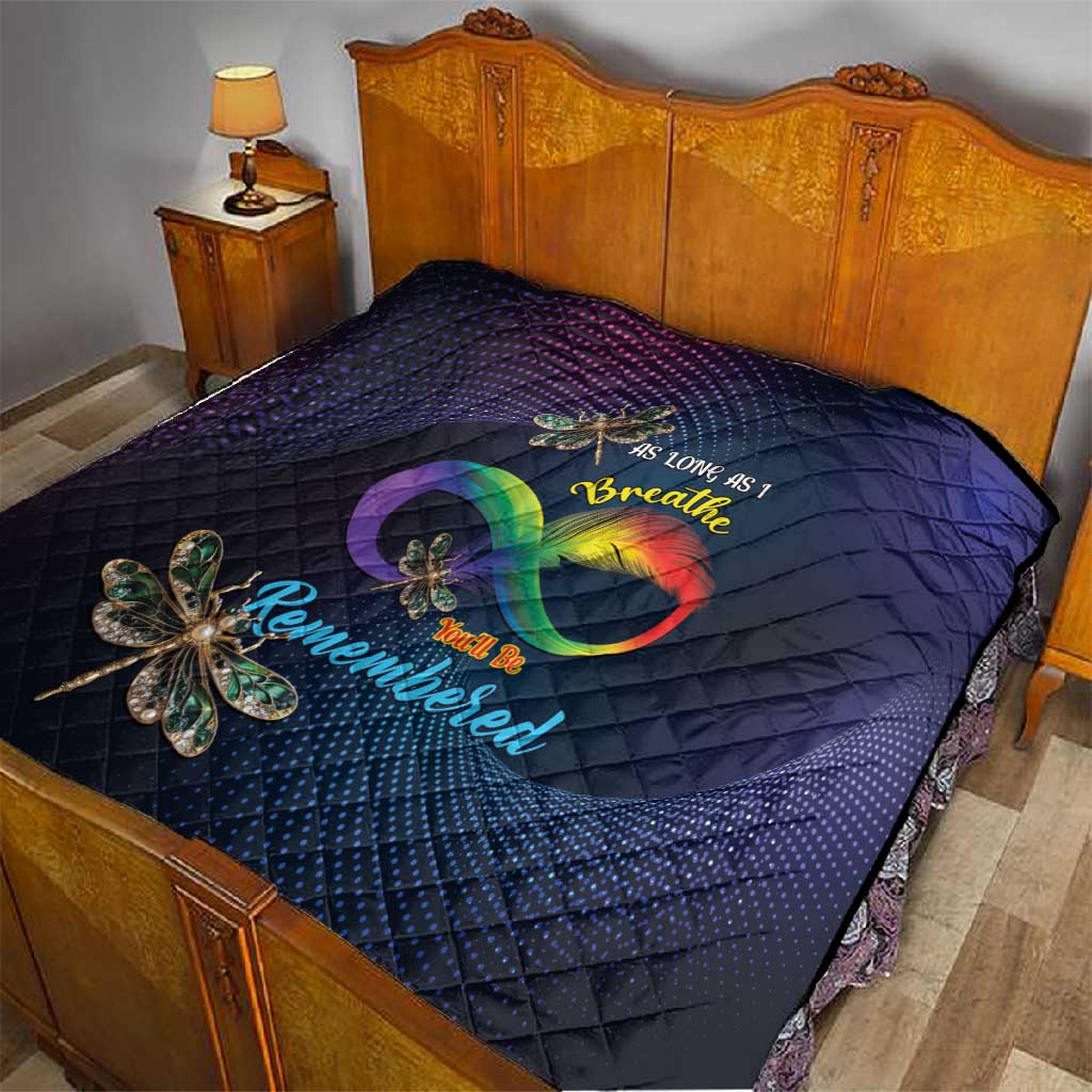 As Long As I Breathe You'll Be Remembered Quilt Luxury Dragonfly - Feather Infinity LT01
