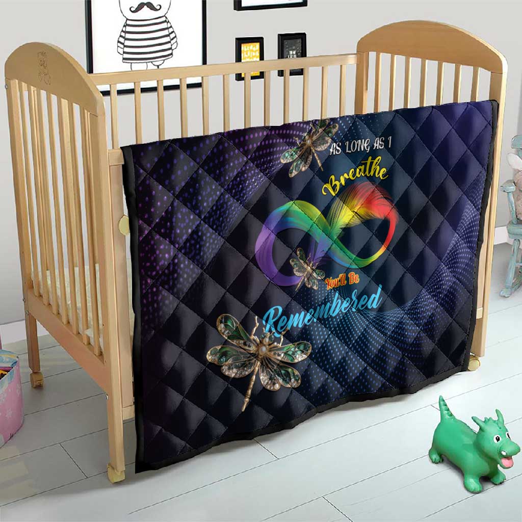 As Long As I Breathe You'll Be Remembered Quilt Luxury Dragonfly - Feather Infinity LT01