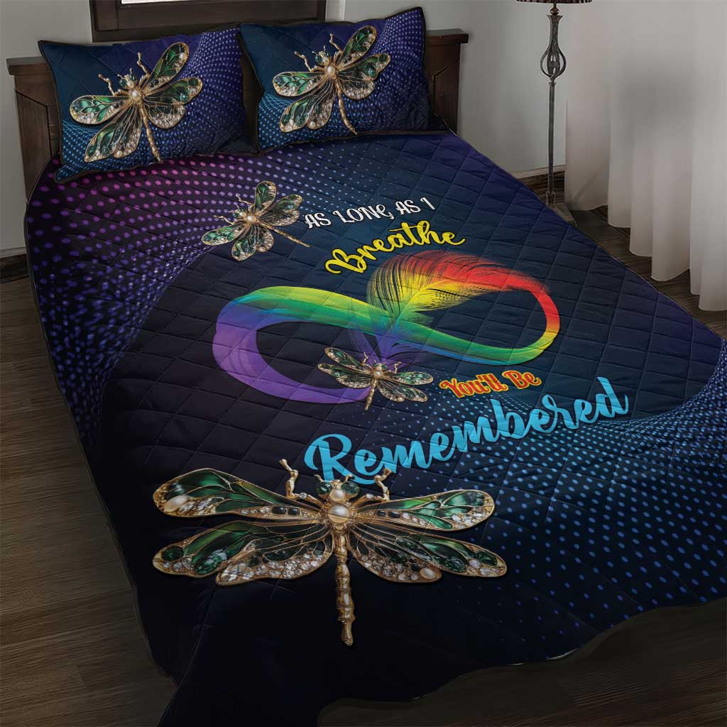 As Long As I Breathe You'll Be Remembered Quilt Bed Set Luxury Dragonfly - Feather Infinity LT01