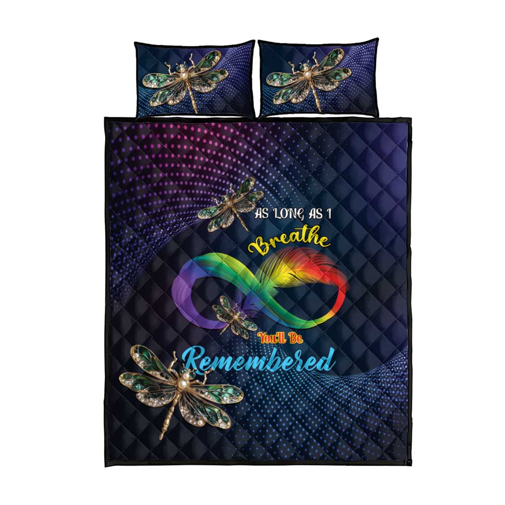 As Long As I Breathe You'll Be Remembered Quilt Bed Set Luxury Dragonfly - Feather Infinity LT01