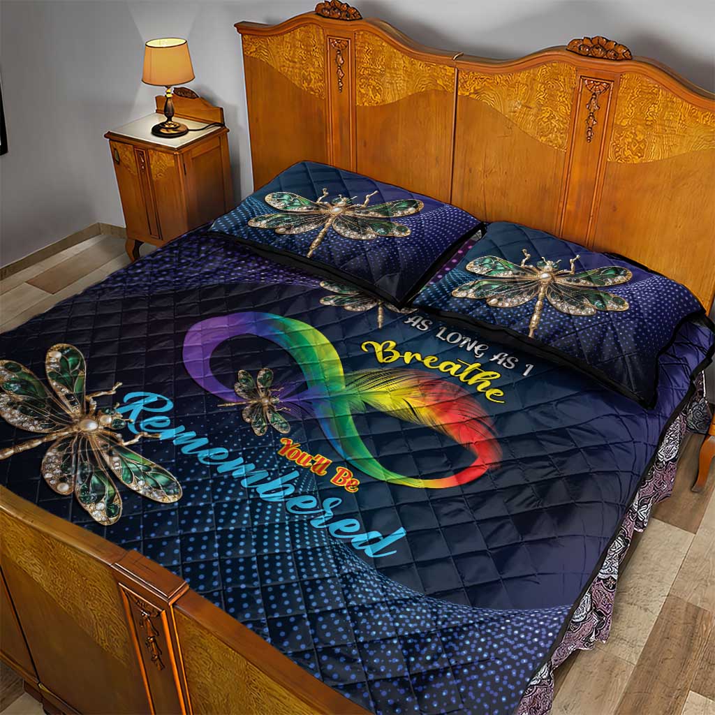 As Long As I Breathe You'll Be Remembered Quilt Bed Set Luxury Dragonfly - Feather Infinity LT01