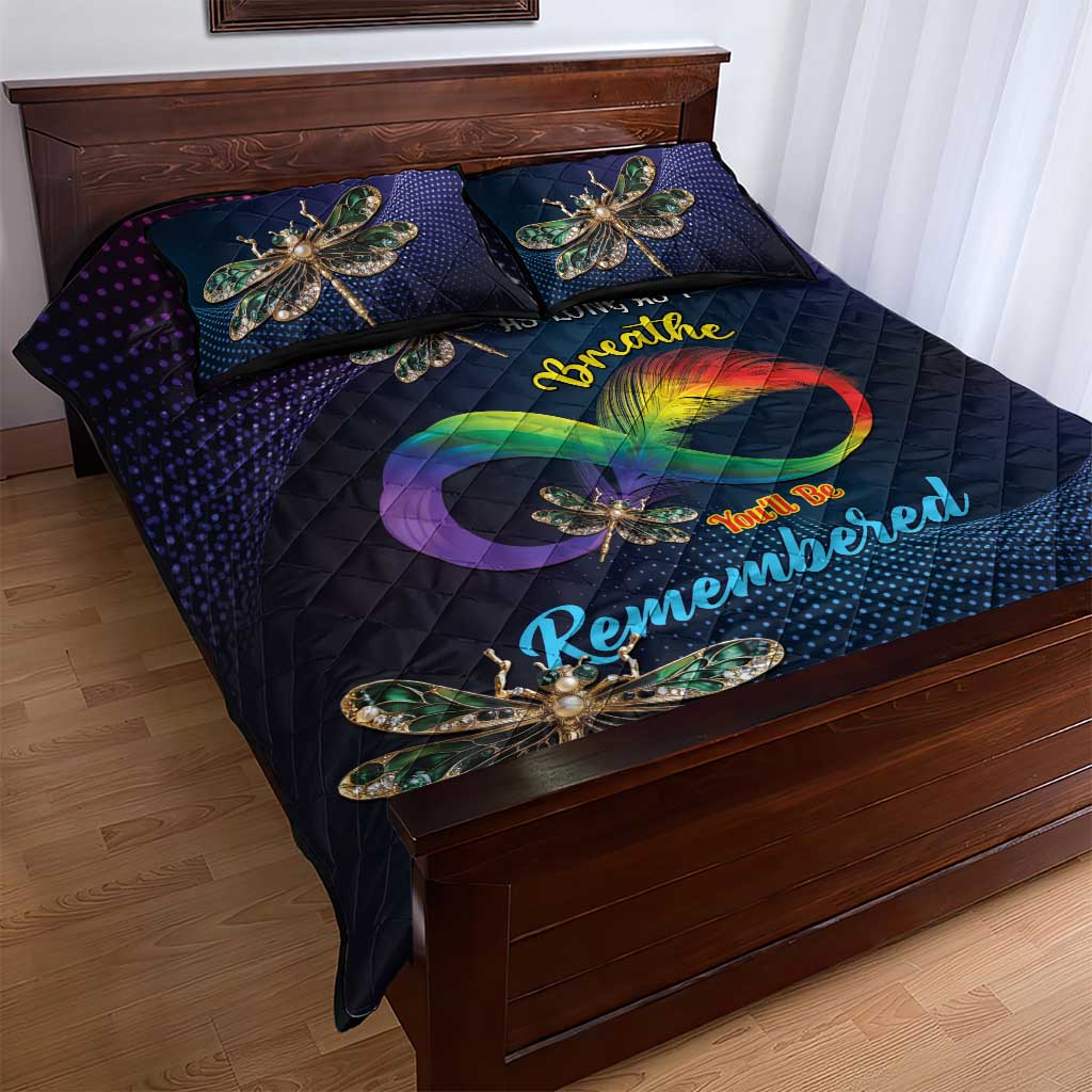 As Long As I Breathe You'll Be Remembered Quilt Bed Set Luxury Dragonfly - Feather Infinity LT01