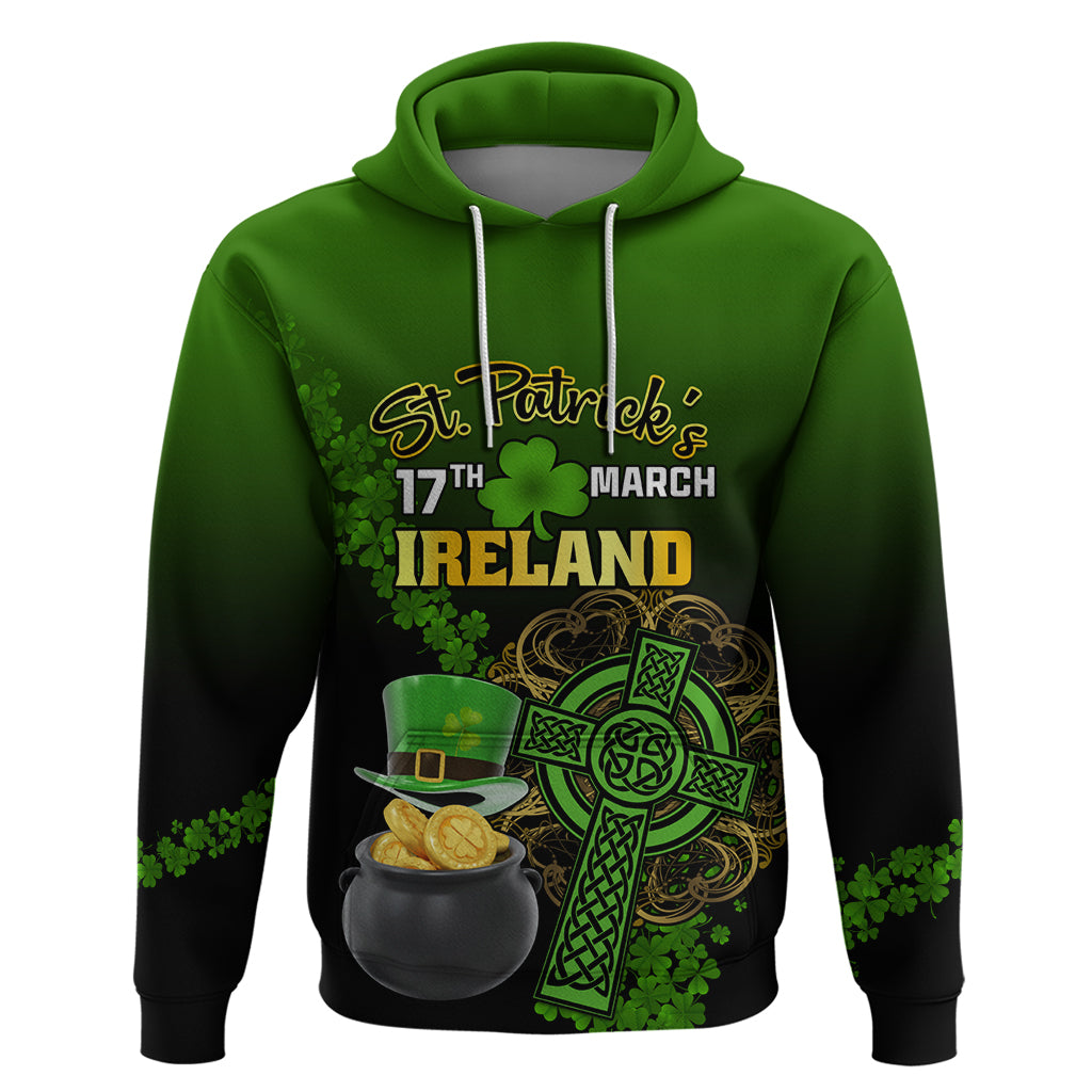 Leprechaun Hat Gold Coins St Patricks Day Personalized Hoodie With Irish Celtic Shamrock LT01