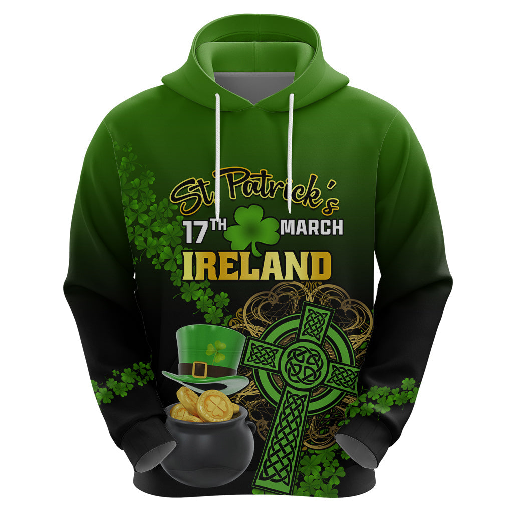 Leprechaun Hat Gold Coins St Patricks Day Personalized Hoodie With Irish Celtic Shamrock LT01