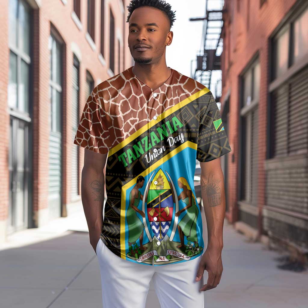 Tanzania Union Day 2024 Baseball Jersey Uhuru na Umoja Giraffe Pattern LT01
