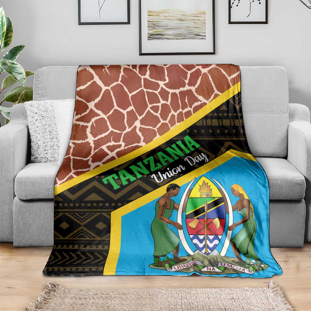 Tanzania Union Day 2024 Blanket Uhuru na Umoja Giraffe Pattern LT01