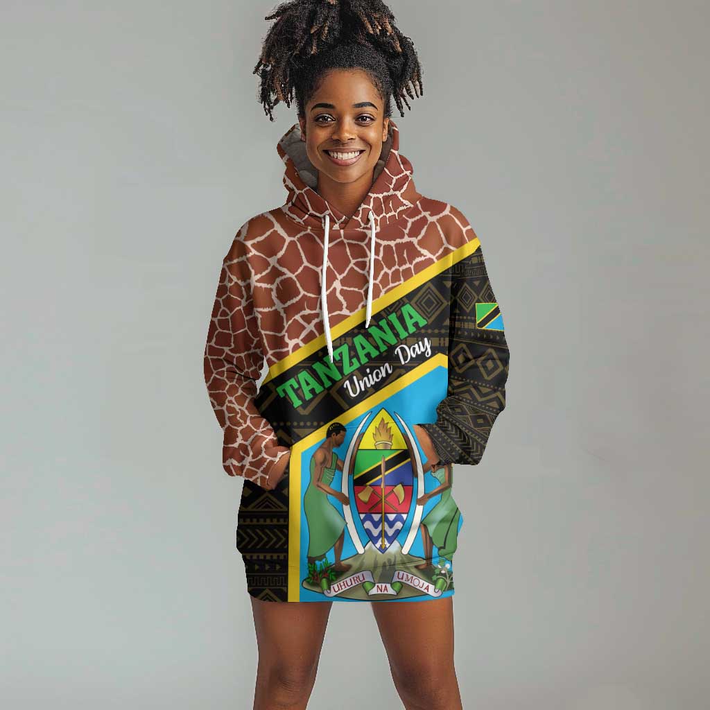 Tanzania Union Day 2024 Hoodie Dress Uhuru na Umoja Giraffe Pattern LT01
