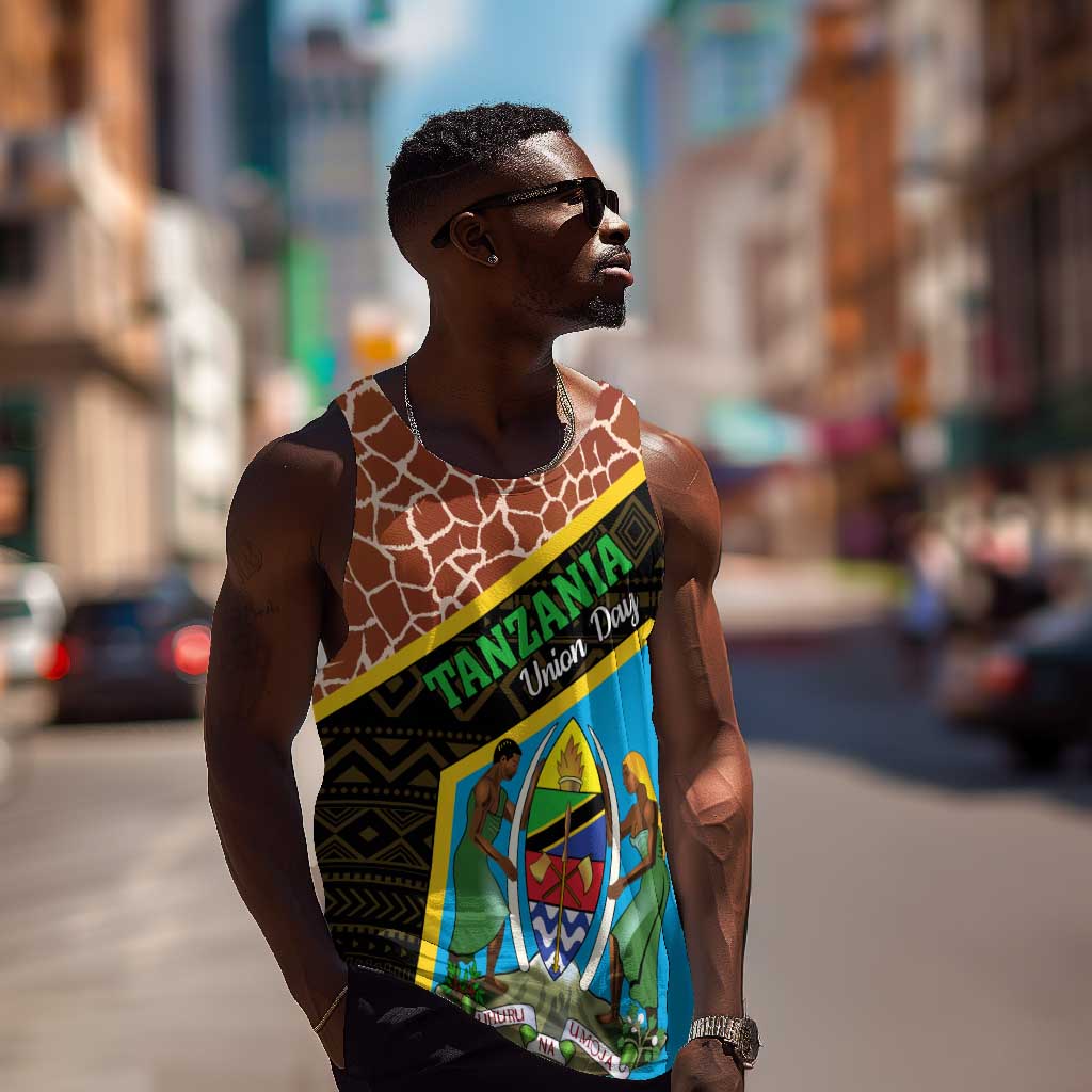 Tanzania Union Day 2024 Men Tank Top Uhuru na Umoja Giraffe Pattern LT01