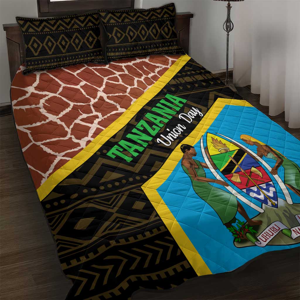 Tanzania Union Day 2024 Quilt Bed Set Uhuru na Umoja Giraffe Pattern LT01