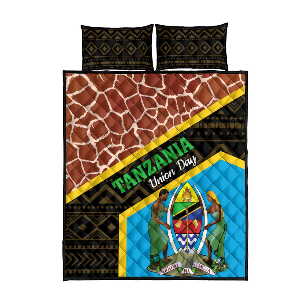 Tanzania Union Day 2024 Quilt Bed Set Uhuru na Umoja Giraffe Pattern LT01