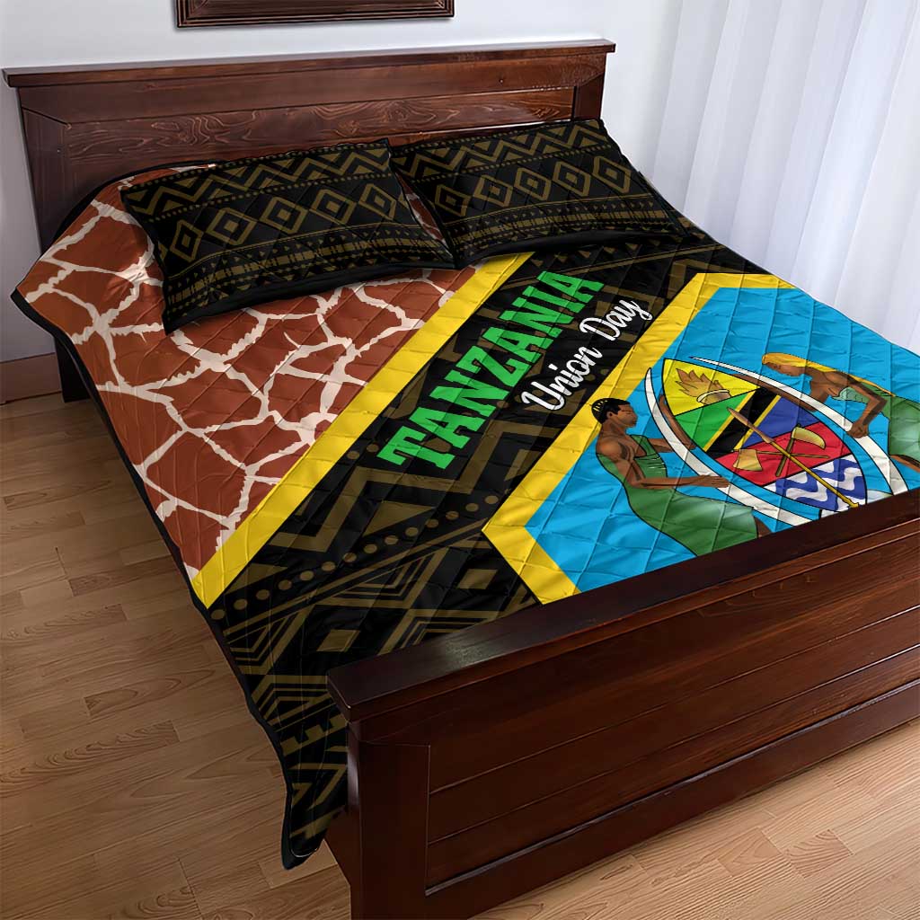 Tanzania Union Day 2024 Quilt Bed Set Uhuru na Umoja Giraffe Pattern LT01