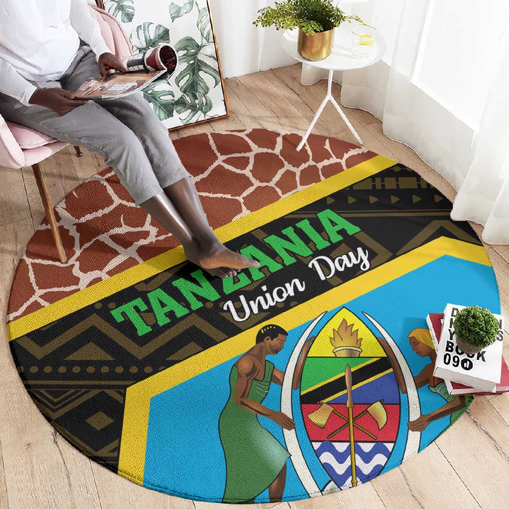 Tanzania Union Day 2024 Round Carpet Uhuru na Umoja Giraffe Pattern LT01