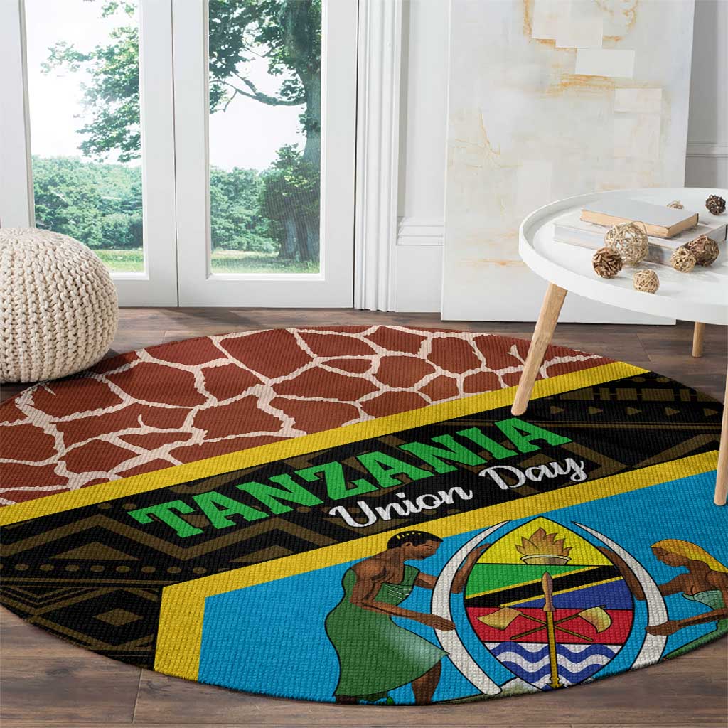 Tanzania Union Day 2024 Round Carpet Uhuru na Umoja Giraffe Pattern LT01