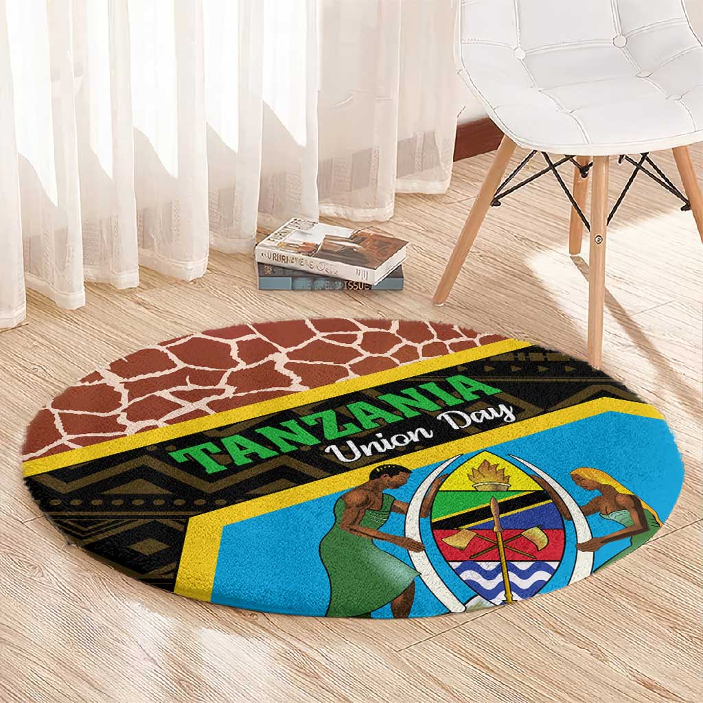 Tanzania Union Day 2024 Round Carpet Uhuru na Umoja Giraffe Pattern LT01
