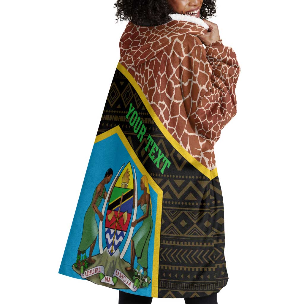 Tanzania Union Day 2024 Wearable Blanket Hoodie Uhuru na Umoja Giraffe Pattern LT01