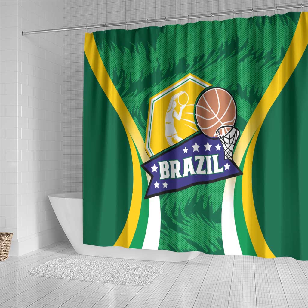 Brazil Basketball Shower Curtain Come On Brasil Cariocas LT01