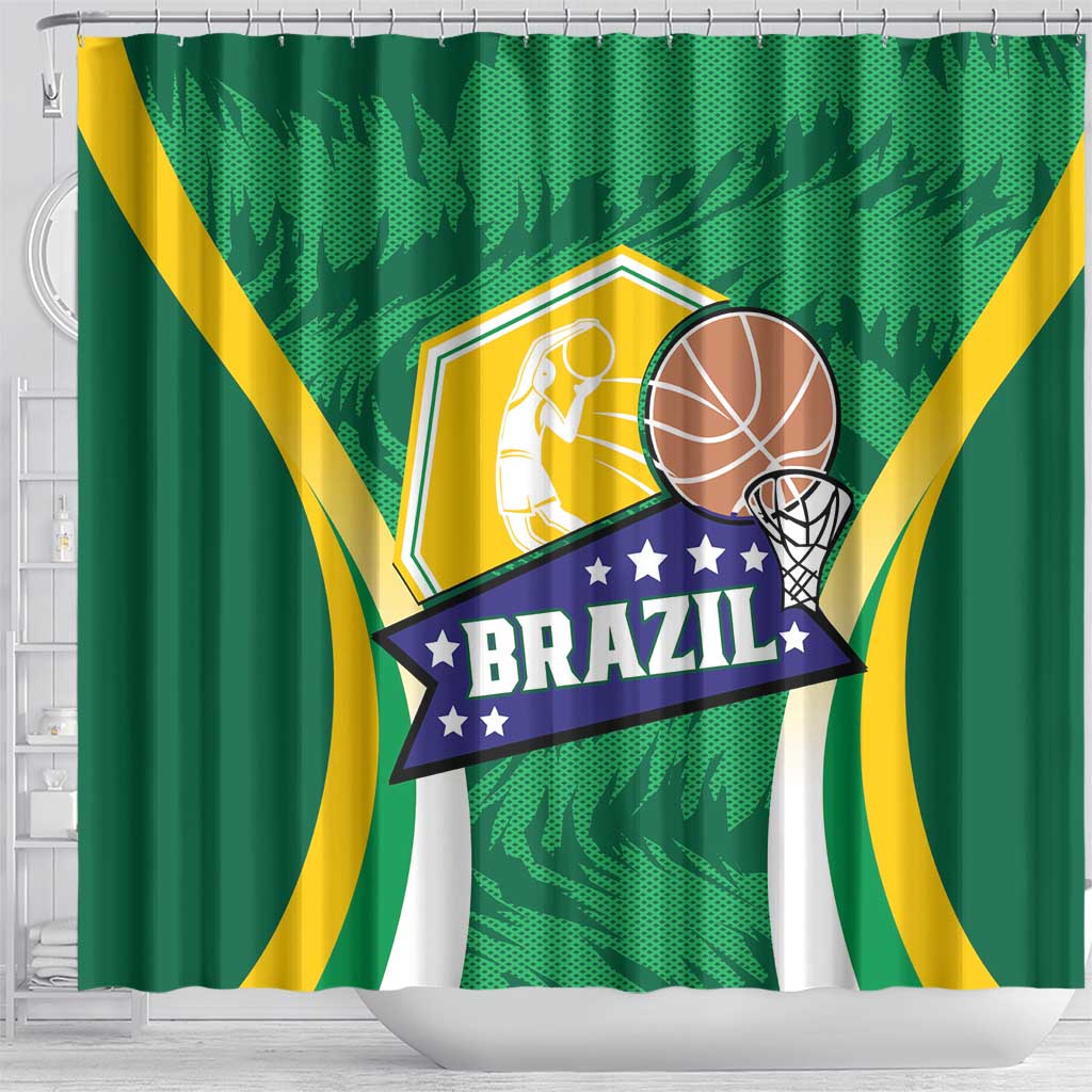 Brazil Basketball Shower Curtain Come On Brasil Cariocas LT01