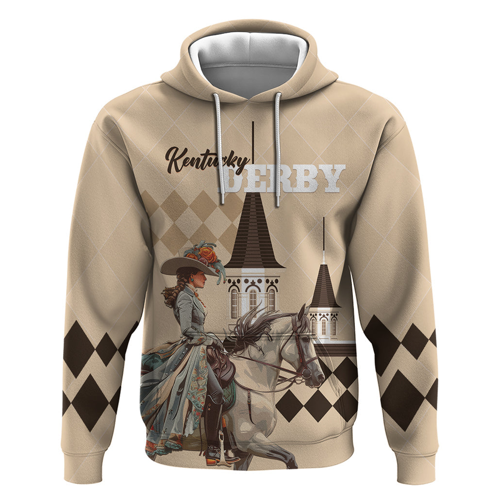 Personalized Kentucky Horse Racing Hoodie Derby Lady Riding Horse Twin Spires LT01