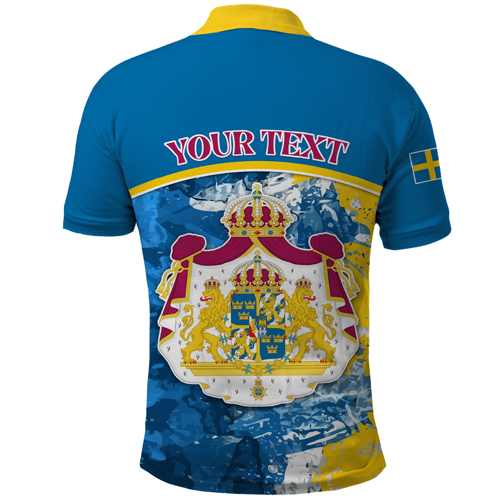 Custom Sweden Polo Shirt Swedish Lion With Coat Of Arms LT01