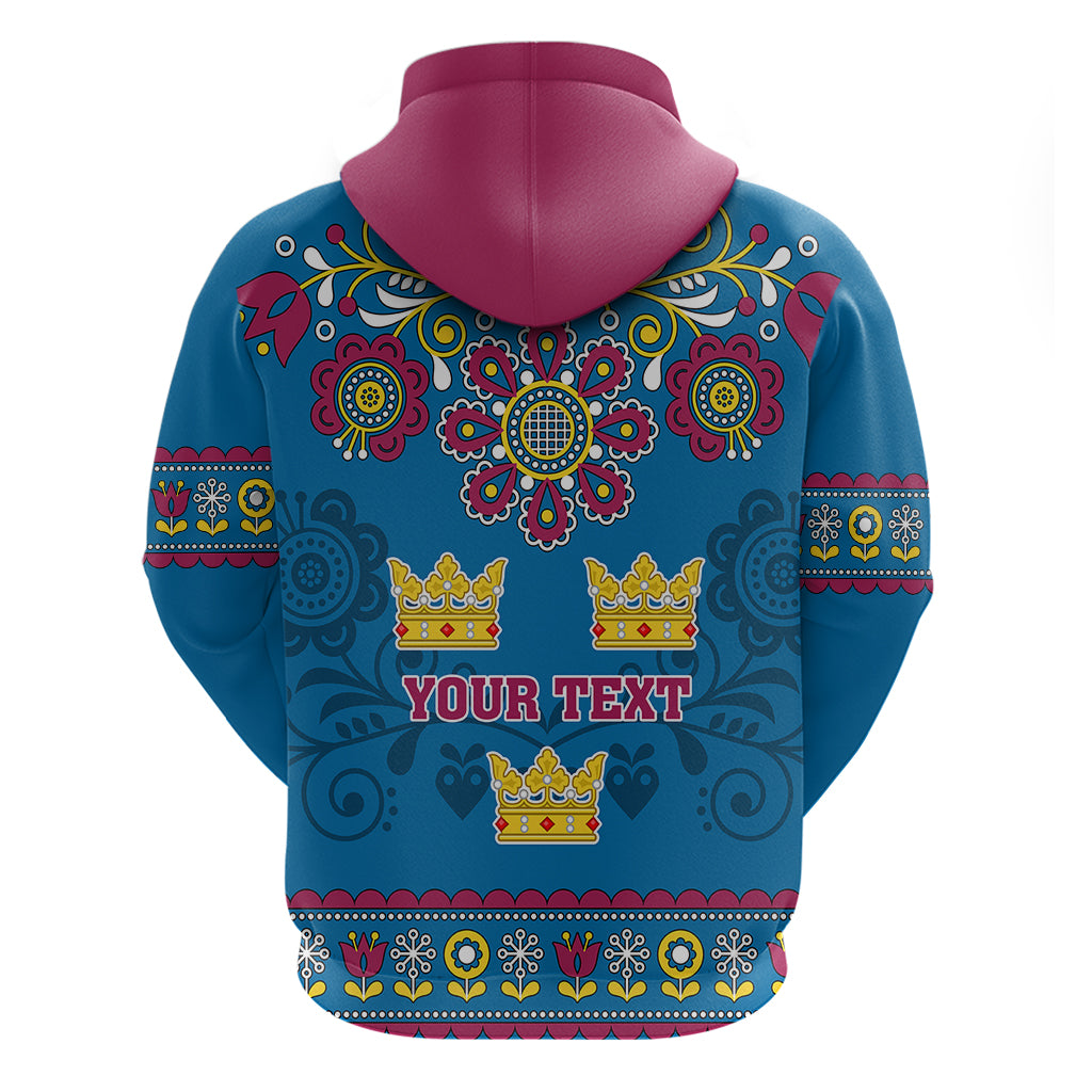 Custom Sweden Hoodie Swedish Three Crown Mix Scandinavian Flowers LT01