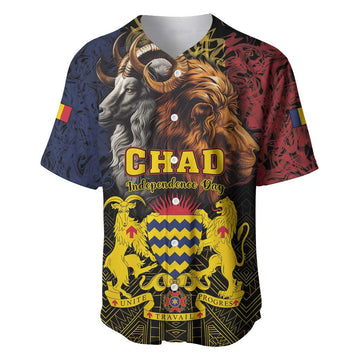 Chad Independence Day 1960 Baseball Jersey Tchad Goat and Lion African Pattern LT01