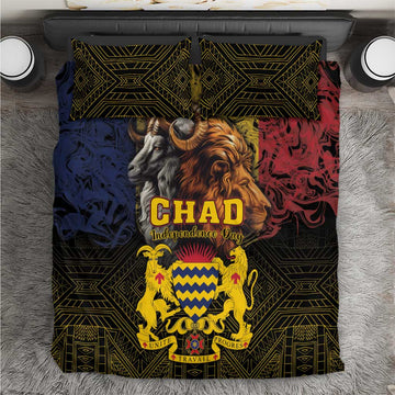 Chad Independence Day 1960 Bedding Set Tchad Goat and Lion African Pattern LT01