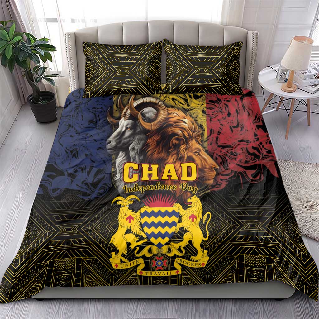Chad Independence Day 1960 Bedding Set Tchad Goat and Lion African Pattern LT01