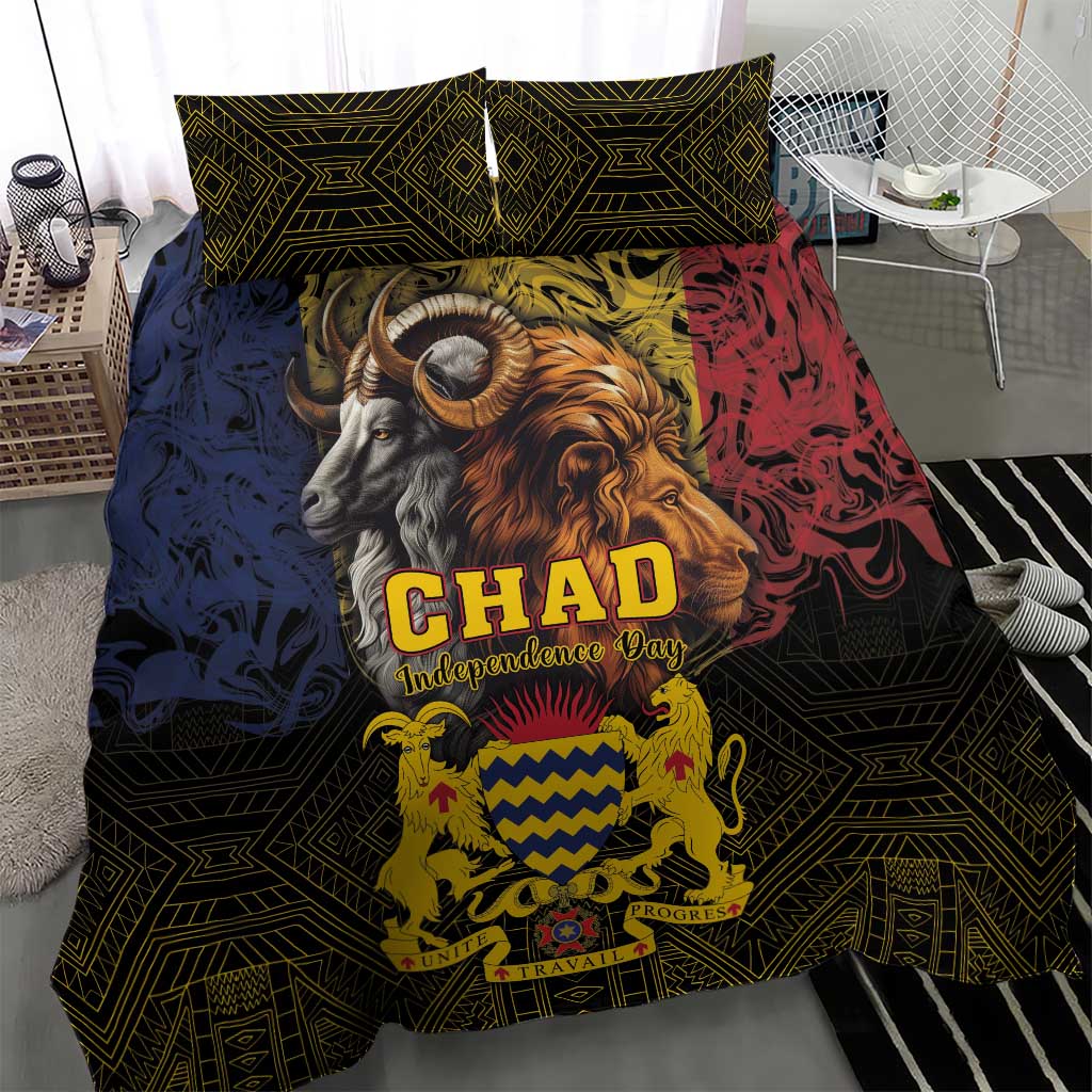 Chad Independence Day 1960 Bedding Set Tchad Goat and Lion African Pattern LT01