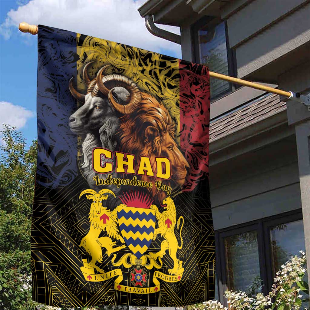 Chad Independence Day 1960 Garden Flag Tchad Goat and Lion African Pattern LT01