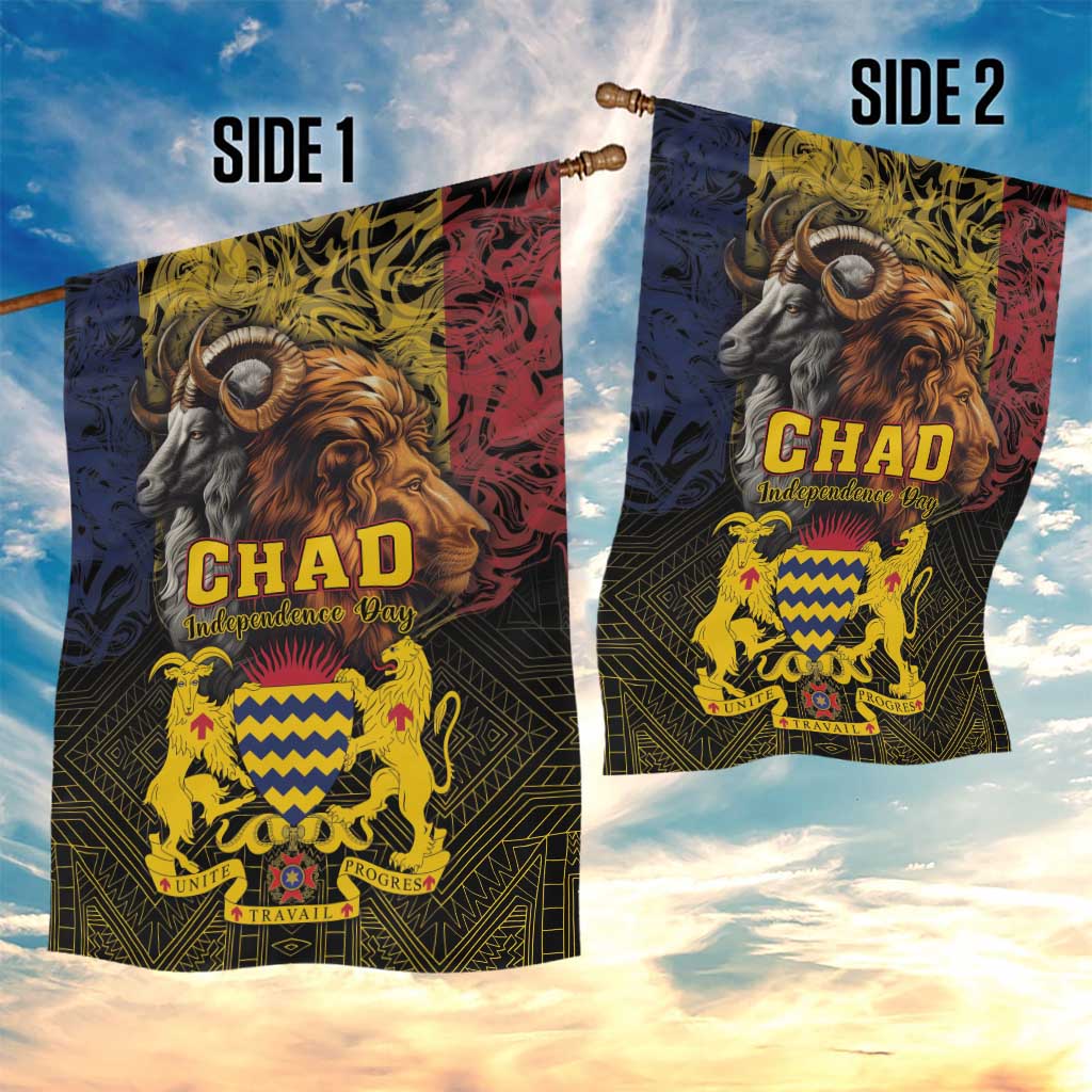 Chad Independence Day 1960 Garden Flag Tchad Goat and Lion African Pattern LT01