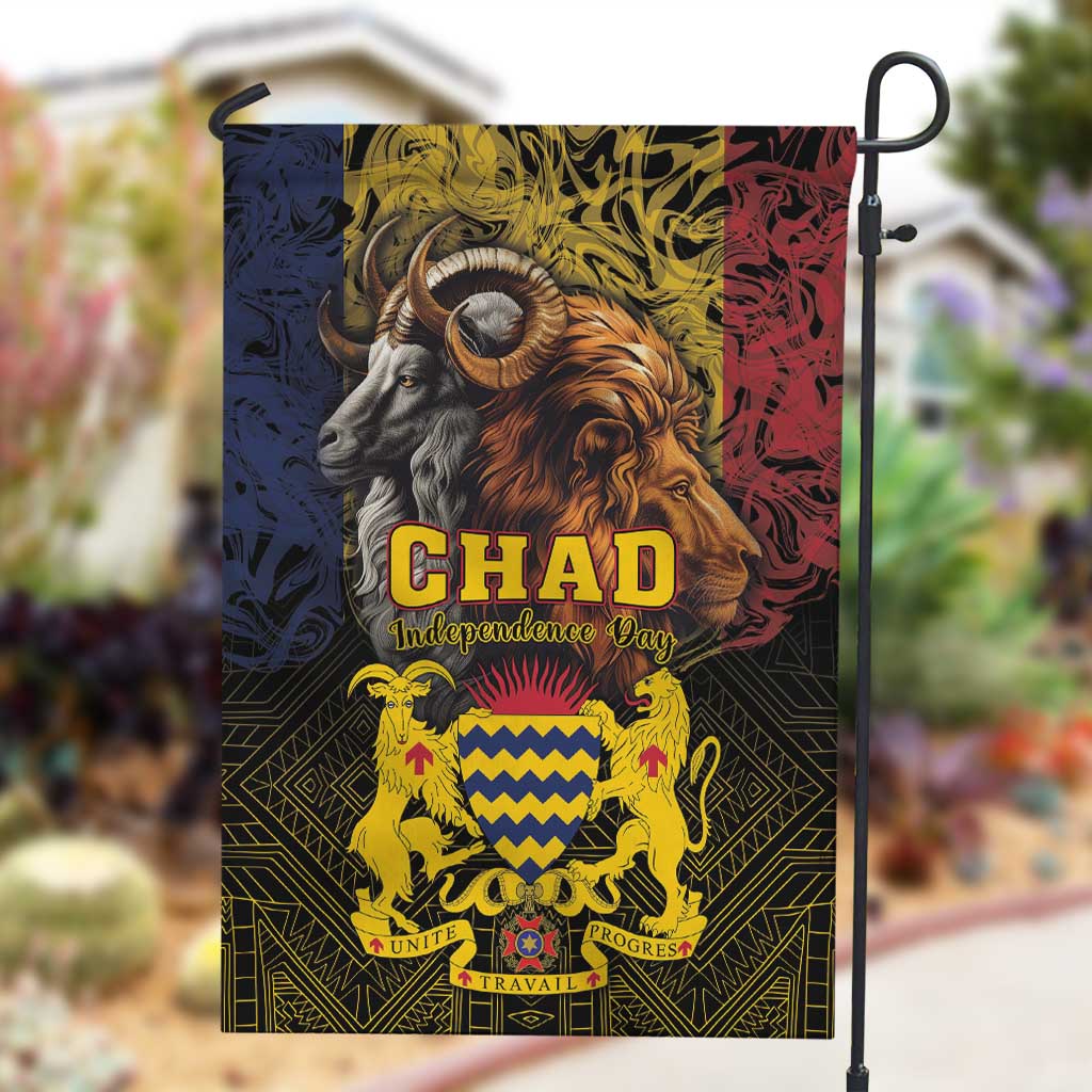 Chad Independence Day 1960 Garden Flag Tchad Goat and Lion African Pattern LT01