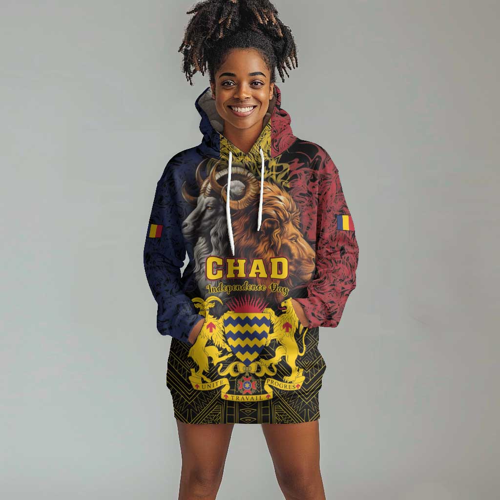 Chad Independence Day 1960 Hoodie Dress Tchad Goat and Lion African Pattern LT01