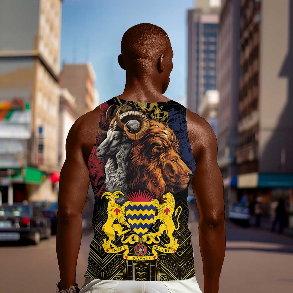 Chad Independence Day 1960 Men Tank Top Tchad Goat and Lion African Pattern LT01