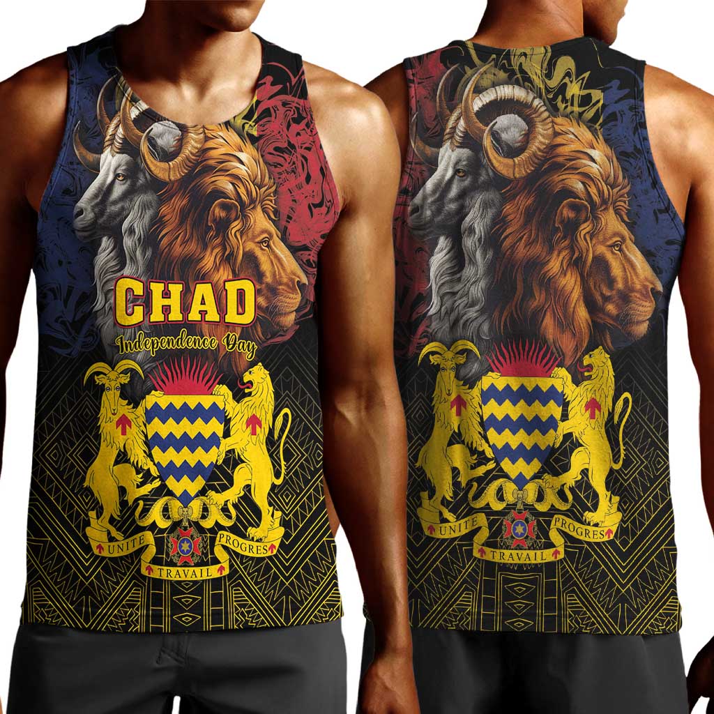 Chad Independence Day 1960 Men Tank Top Tchad Goat and Lion African Pattern LT01