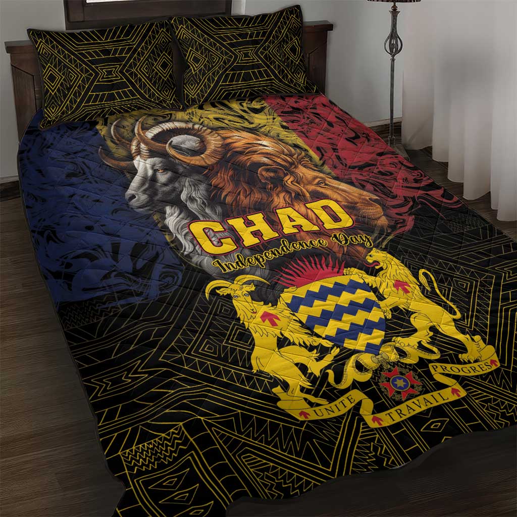 Chad Independence Day 1960 Quilt Bed Set Tchad Goat and Lion African Pattern LT01