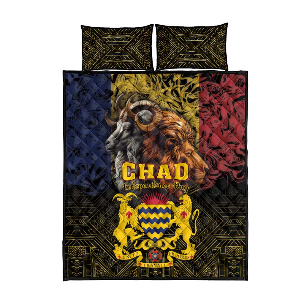 Chad Independence Day 1960 Quilt Bed Set Tchad Goat and Lion African Pattern LT01